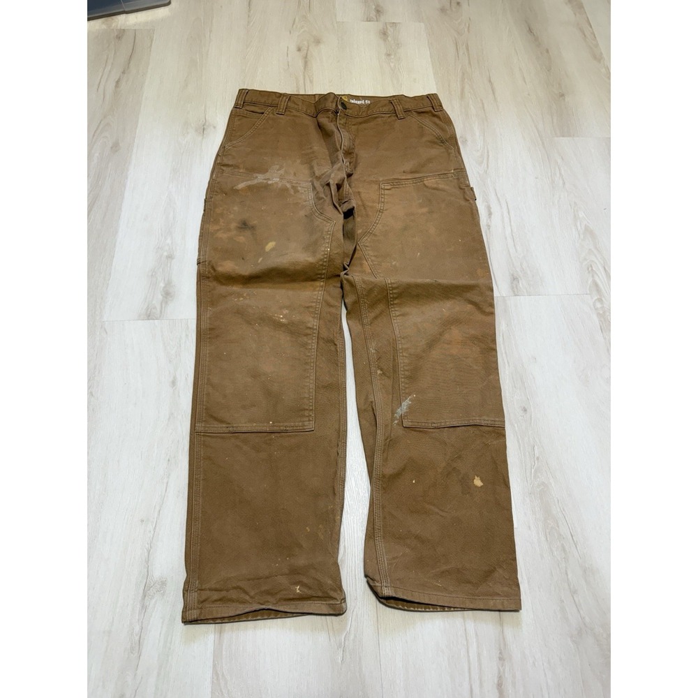 Vintage Carhartt B01 BRN Men's 38x32 Double Knee Canvas Distressed Pants Brown